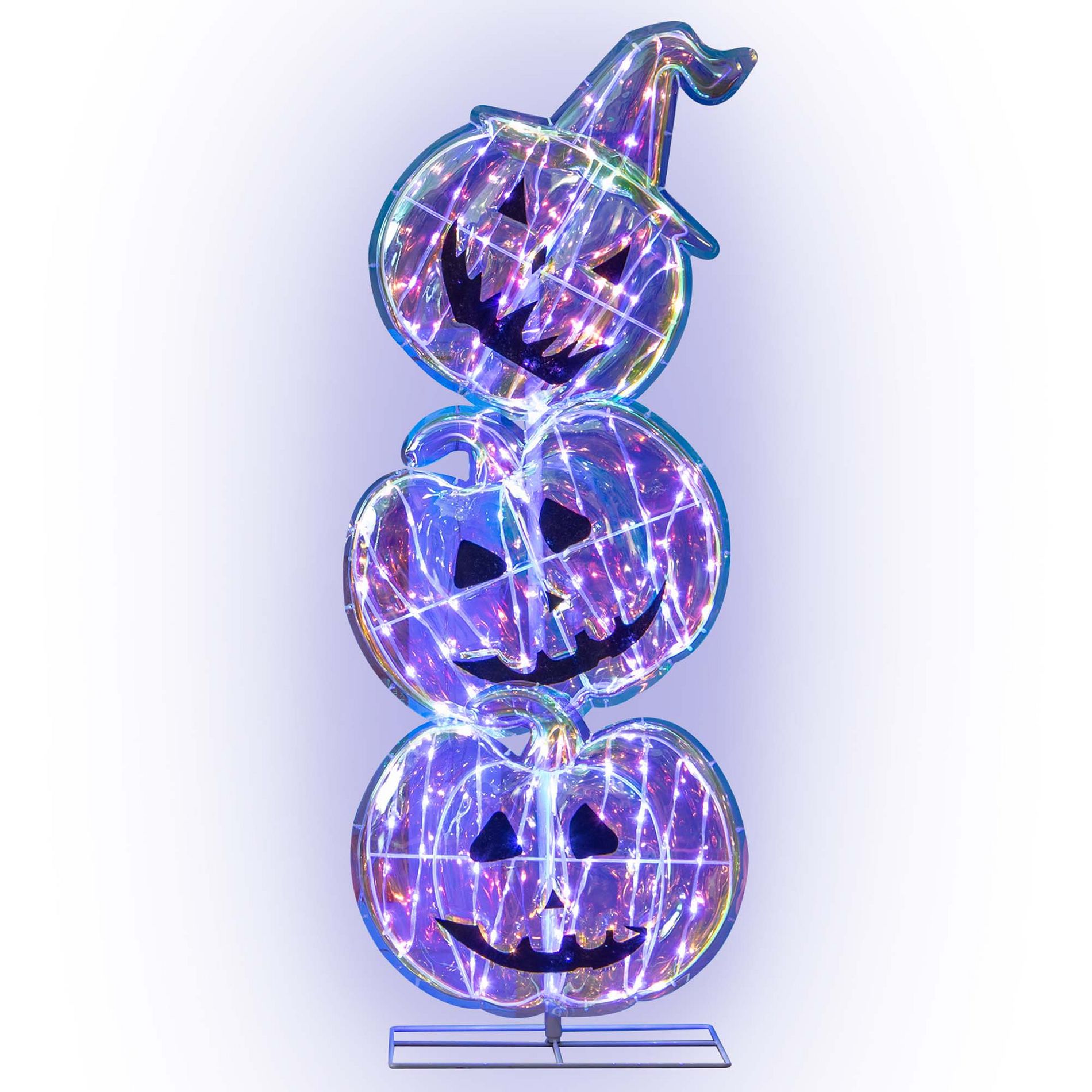 Costway 3.4 FT Halloween Stacked Pumpkins 150 LED Lighted Pumpkin Decoration with Base Standing  for Home Haunted House and Outdoors