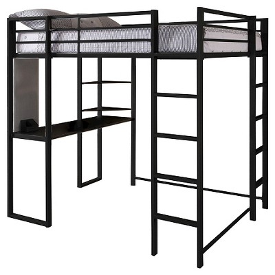 Full Adele Kids' Loft Bed with Desk Black - Room & Joy