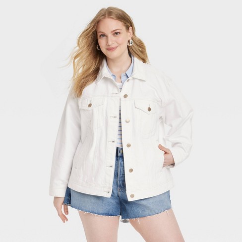 Women's Cropped Denim Trucker Jacket - Wild Fable™ Light Wash Xl