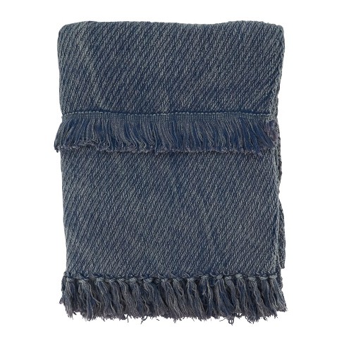 Navy blue cotton online throw blanket