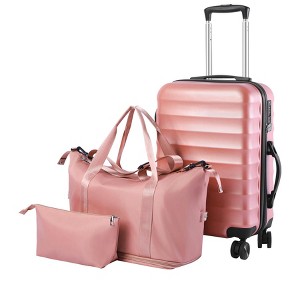 SKONYON Carry On Luggage 20" Luggage, 3-Piece Hard Shell Luggage Set with TSA Lock（Rose Gold） - 1 of 4