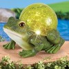 Collections Etc Crackled Glass Solar Powered Frog Garden Statue - 2 of 2