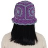 Anna-Kaci Women's Crochet Bucket Hat Retro Sunburst Pattern Knit Handmade Foldable Floppy Beach Hat - 4 of 4