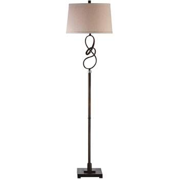 Uttermost Modern Floor Lamp 64 1/2" Tall Oil Rubbed Bronze Beige Linen Drum Shade Living Room Reading House Bedroom Home Office