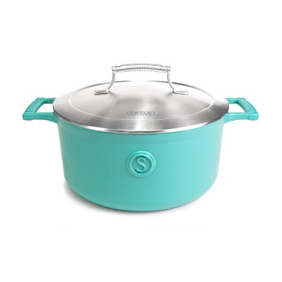 Cuisinart Round Cast Iron Casserole Dish, Turquoise, 5-qt