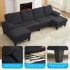 Mjkone 110"Velvet U-Shaped Sectional Sofa Couches, Upholstered 4-Seater Sofa with Double Chaises and Sleepable Armrests - 3 of 4