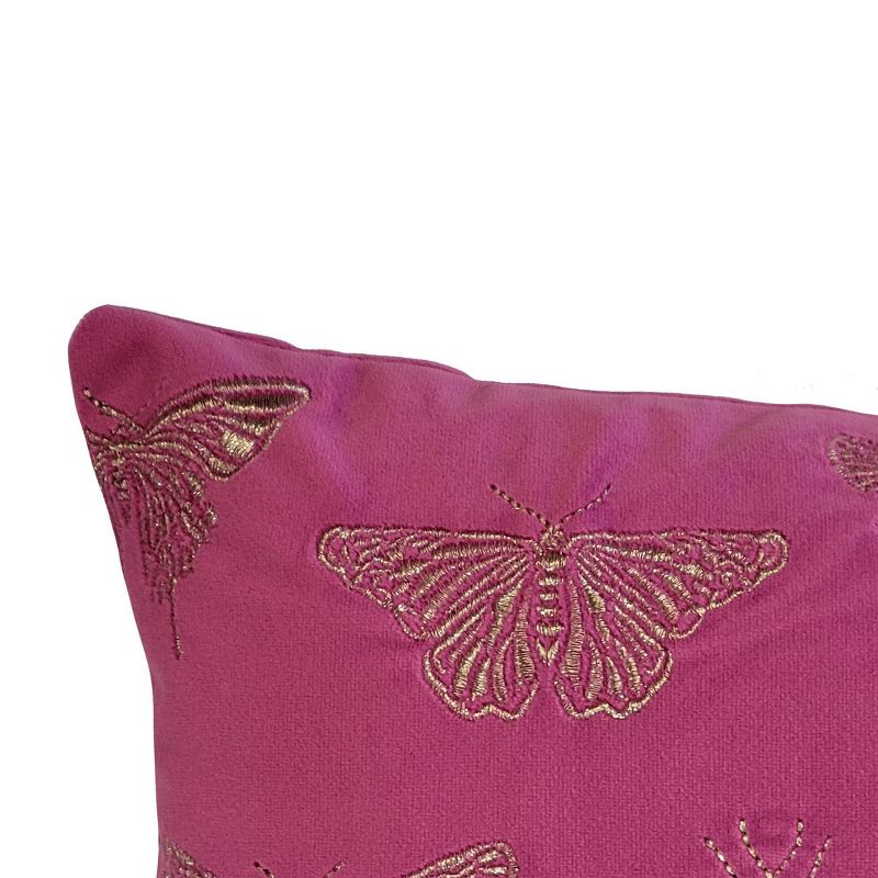 13"x20" Oversize Embroidered Butterflies and Moths Lumbar Throw Pillow - Edie@Home, 4 of 7