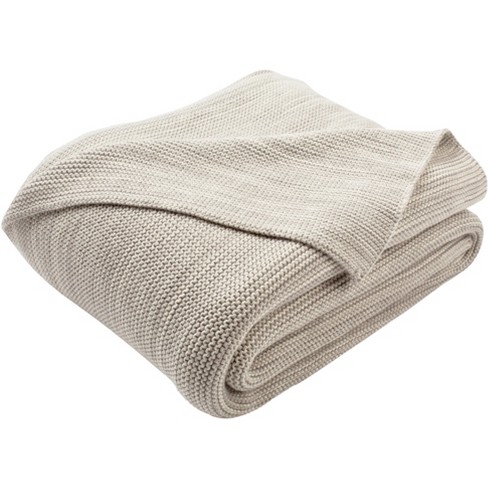 Loveable Knit Throw Blanket Light Grey Natural 50