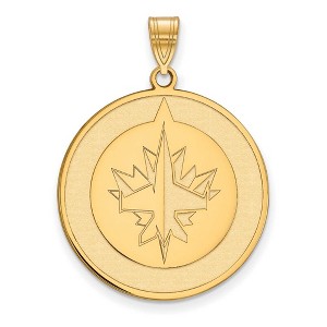 Black Bow Jewelry 14k Yellow Gold Plated Sterling Silver Winnipeg Jets NHL Extra Large Pendant - 1 of 3
