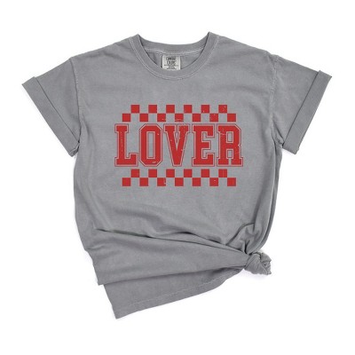 Simply Sage Market Women's Lover Distressed Checkered Short Sleeve Garment Dyed Tee
