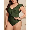Womens Plus Size Swimsuits Ruffled One Piece Flounce Sleeve Swimwear V Neck Bathing Suit for Plus Size Women - 2 of 4