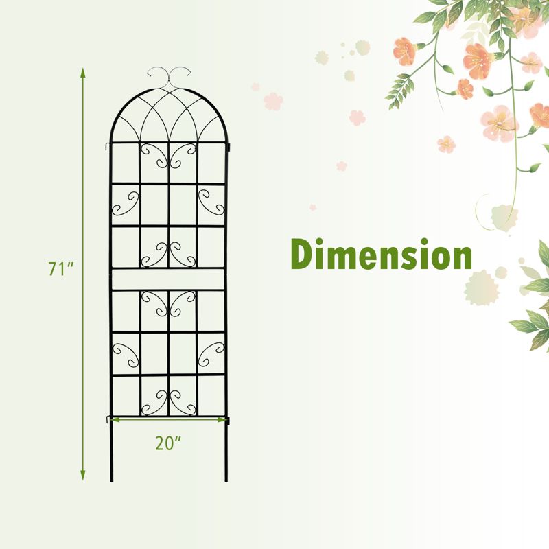 Costway 71" Tall Metal Garden Trellis for Climbing Plants 2/4 Pack Fence Panels Retro, 3 of 11