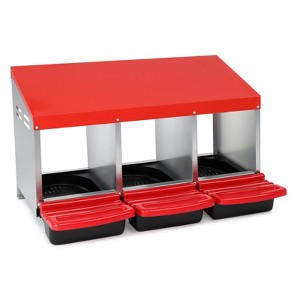 Slickblue Chicken Coop Nesting Box, Hen-Friendly Design, Steel & Plastic, Single to Triple Compartment, Red/Green - 1 of 4