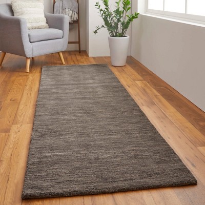 Charcoal Gray Hand-Loomed Wool Runner Rug 2'6" x 8'