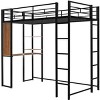 PAGED Twin Bunk Bed with Desk Modern Wooden Bed Frame with Storage Cabinet, Guardrail and Inclined Ladder for Bedroom - 3 of 4