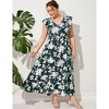 Womens Plus Size Casual Sleeveless Maxi Dress Ruffle Sleeve A Line Swing Summer Maxi Dress with Pockets - 2 of 4