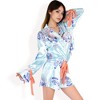 Anna-Kaci Lounge Women's Porcelain Print Satin Pajama Set with Contrast Trim and Tie Details- Blue,Small - 3 of 4