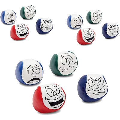 Blue Panda 12 Pack Juggling Balls, Kick Sack Bean Bags with 4 Funny Face Designs