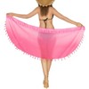 LA LEELA Summer Beachwear Sarong Coverups for Women Chiffon Short Beach Wraps Cover Bikini Sheer Beach Wraps Skirt Swim Cover Up One Size Pink,Solid - 2 of 4