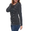 Allegra K Women's Cowl Neck Long Sleeves Buttons Decor Solid Ruched Top - 4 of 4