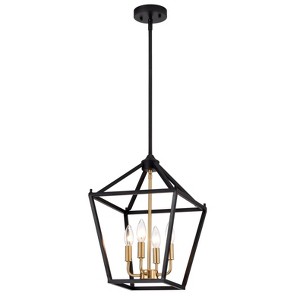 Chloe Lighting Ironclad Industrial 4 Light Textured Black Inverted Pendant Ceiling Fixture 12" Wide - 1 of 4