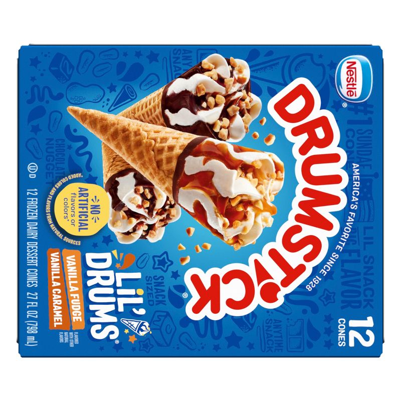 Nestle Vanilla with Caramel & Fudge Frozen Sauce Drumstick Lil'Drums - 12ct, 4 of 16