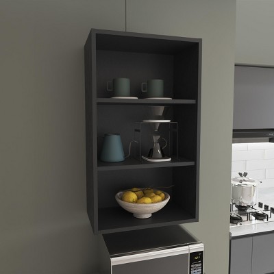 INFURNIC Decorative Wall Shelf Eco 3-Tier Open Storage Cabinet with Ample Shelves for Display and Organization, Black, 12"*21"*36"