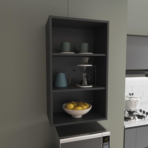INFURNIC Decorative Wall Shelf Eco 3-Tier Open Storage Cabinet with Ample Shelves for Display and Organization, Black, 12"*21"*36" - 1 of 4