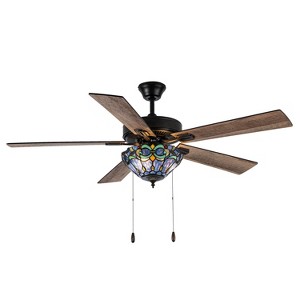 River of Goods 52" Pipa 5 Blade Remote Controlled Lighted Ceiling Fan Brown: UL Listed, Reversible Motor, LED Lighting - 1 of 4
