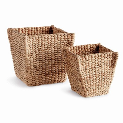 Plum & Post Water Hyacinth Tapered Baskets Set Of 2