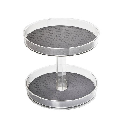 Tovolo HEXA 2-Tier Lazy Susan: Clear Plastic Table Organizer, Hand Wash, 2 Layer Kitchen Storage, 11.75" Width