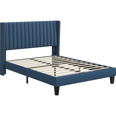 Yaheetech Upholstered Bed Frame with Wing Side
