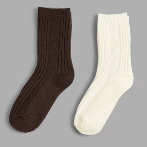 Women's Multi-Color Cable Knit Sock 2 Pack Set - Cupshe - 1 of 4