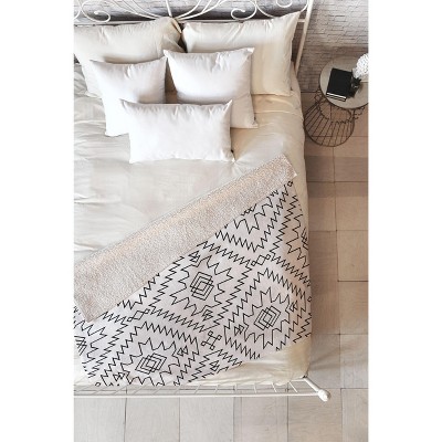 Fimbis Navna Black And White 2 Sherpa Fleece Blanket - Deny Designs