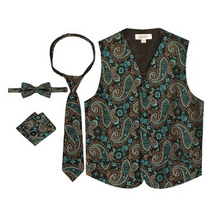 Gioberti Boy's 4pc Paisley Vest Set - 1 of 4