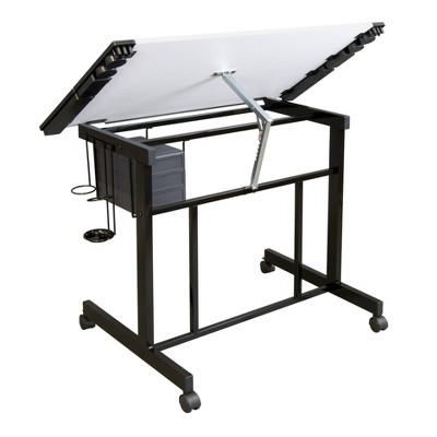 Adjustable Black and White Craft Station with Drawers
