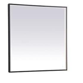 Elegant Lighting Pier 36x36 inch LED Mirror with Adjustable Color Temperature 3000K/4200K/6400K in Black
