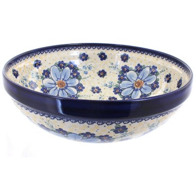 Blue Rose Polish Pottery Daisy Surprise Large Serving Bowl