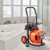 VEVOR Drain Cleaning Machine 75 FT x 1/2 Inch, Sewer Auger Auto Feed with 4 Cutter & Air-activated Foot Switch for 1" to 4" Pipes, Orange, Black - 2 of 4