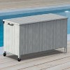 Outdoor Garden Deck Box, PE Rattan Wicker Patio Large Storage Box with Handles and Wheels, 110 Gallon, for Patio Furniture, Garden Tools - 3 of 4