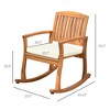 Outdoor Rocking Chair with Cushion, Acacia Wood Patio Rocker for Backyard, Patio, Home - 3 of 4