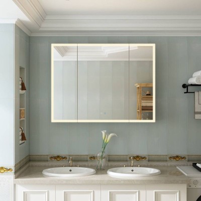 FUFU&GAGA Smart Anti-Fog LED Bathroom Medicine Cabinet,Dimmable 3-Color Lighting,9-Shelf,Shatter-Proof,Antirust Aluminum,Vanity Mirror for Toiletries