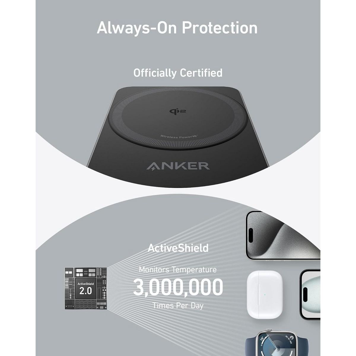 Anker MagSafe Charger Compatible, MagGo 3-in-1 Charging Station, Qi2 Certified - thumbnail 7