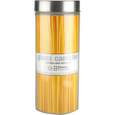 Home Basics X-Large 67oz. Round Glass Canister with Air-Tight Stainless Steel Twist Top Lid, Clear