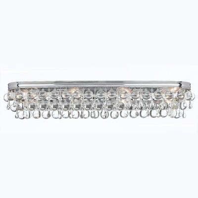 Polished Chrome 8-Light Dimmable Vanity Fixture with Clear Glass Drops