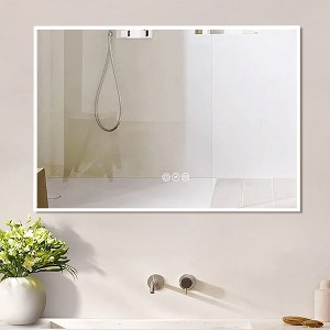 DOMETOUR 40 x 28 in. Rectangular Acrylic Framed Dimmable Anti-Fog LED Bathroom Vanity Mirror - 1 of 4