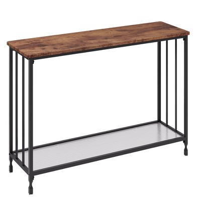 Whizmax Console Table, Sofa Tables Narrow Entryway Table with Glass Shelf and Metal Frame for Living Room, Foyer, Bedroom