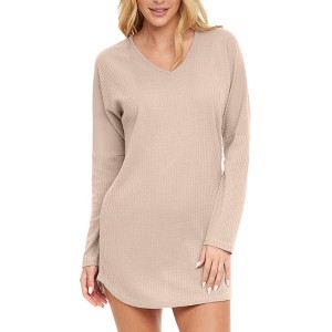 ADR Women's Nightshirt, Soft Ribbed Knit Waffle Sleep Shirt, Oversized Sweater Top Pajama - 1 of 4