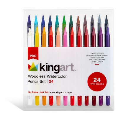 KINGART Woodless Watercolor Pencils 24 Colors