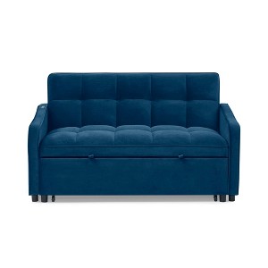 TiramisuBest Loveseat Sofa Bed with Pull-Out Bed, Adjustable Backrest, USB & Type-C Charging Ports, Side Storage Pocket, Blue(47"x53"x31") - 1 of 4